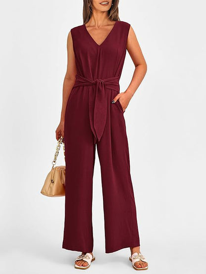 Ladies Elegant Jumpsuit with V-Neck and Tailored Design Ivyshape