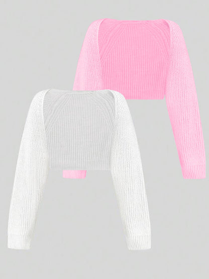 Women's cropped knit top with dropped shoulders and fine rib pattern Ivyshape