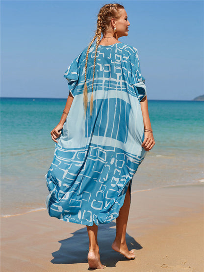 Women's lightweight beach tunic with modern graphic design Ivyshape