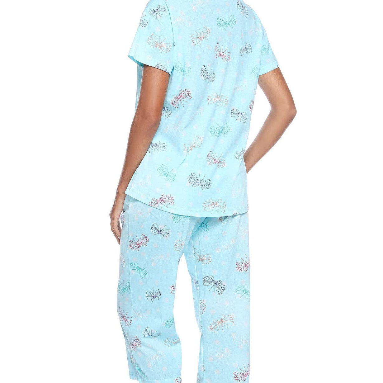 Women's Patterned Pajama Set with T-Shirt and Pants Ivyshape