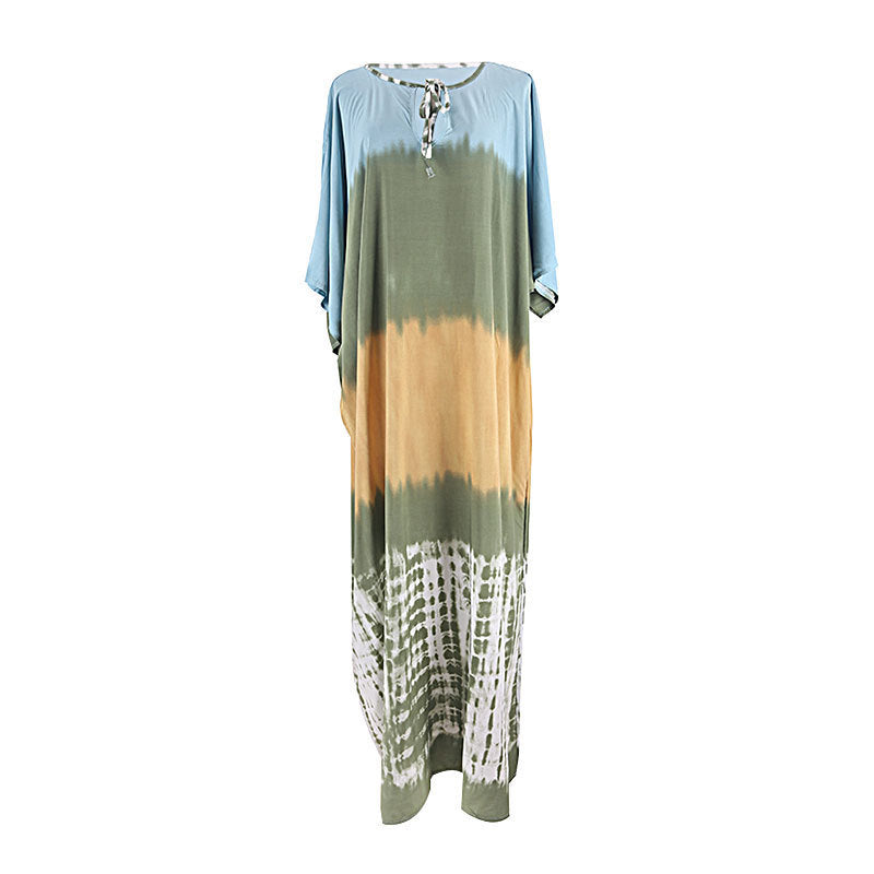 Women's Maxi Kaftan with elegant tie belt and luxurious gradient Ivyshape