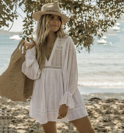 Women airy beach dresses with romantic ruffles and lace accents Ivyshape