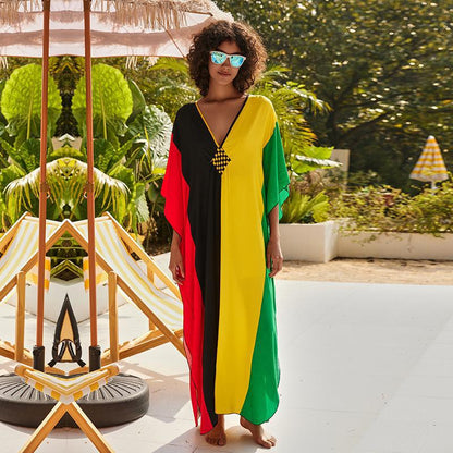 Women's beach kaftan with striking geometric design Ivyshape