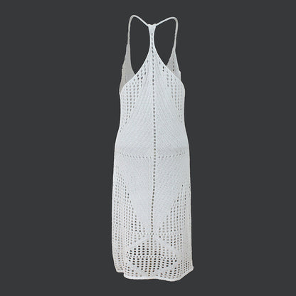 Ladies Crochet Beach Dress with Intricate Hole Pattern Ivyshape