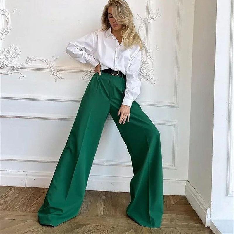 Women's Elegant Wide-Leg Trousers with High Waist Ivyshape