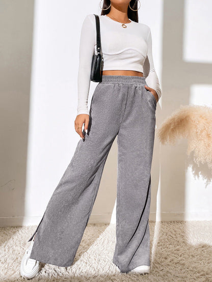 Women's Ribbed Width Leg Pants Ivyshape
