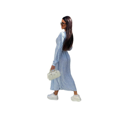 Ladies Midi dress with button details and voluminous sleeves Ivyshape