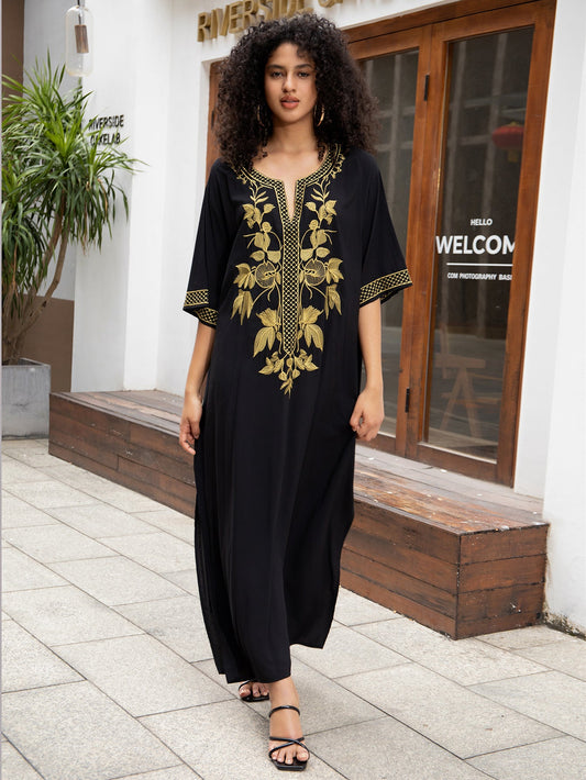Women's Kaftan with intricate gold embroidery Ivyshape