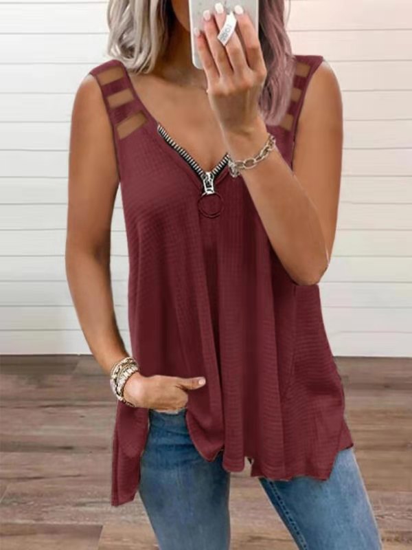 Ladies Trendy Zip-Up Tanktop Ivyshape