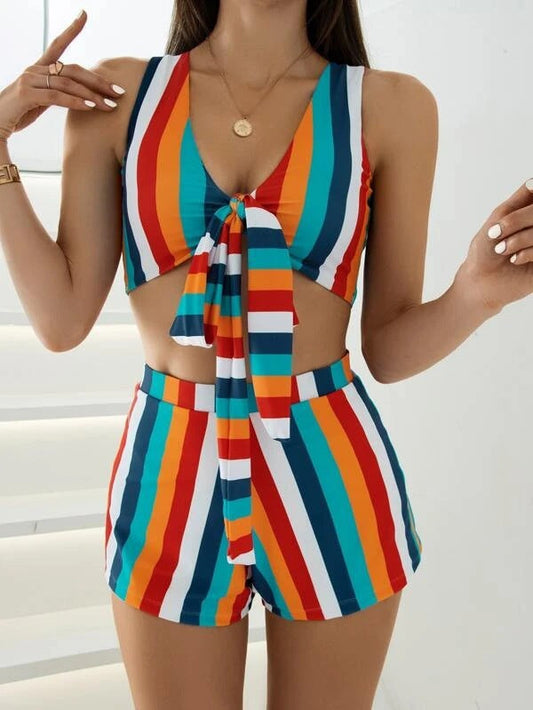 Women’s swimsuit set with snug shorts and trendy top Ivyshape