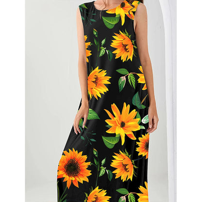Women's maxi dress with floral pattern Ivyshape