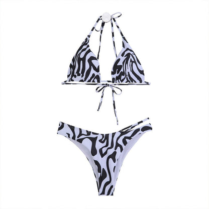 Women's triangle bikini with sophisticated zebra pattern and adjustable straps Ivyshape