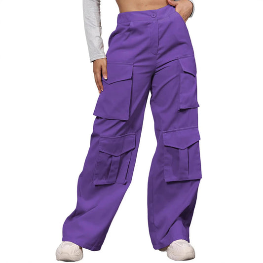 Ladies Stylish Wide Cargo Pants Ivyshape