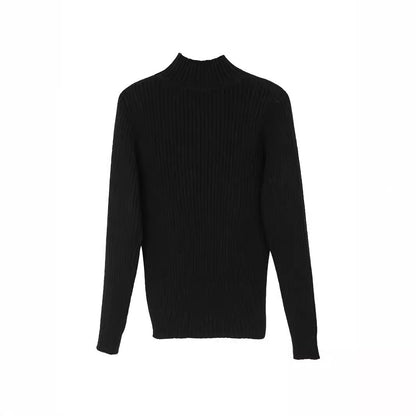 Women elegant, figure-hugging turtleneck sweater with vertical rib pattern Ivyshape