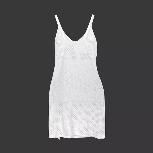 Women elegant knit dress with side slit and generous mesh design Ivyshape