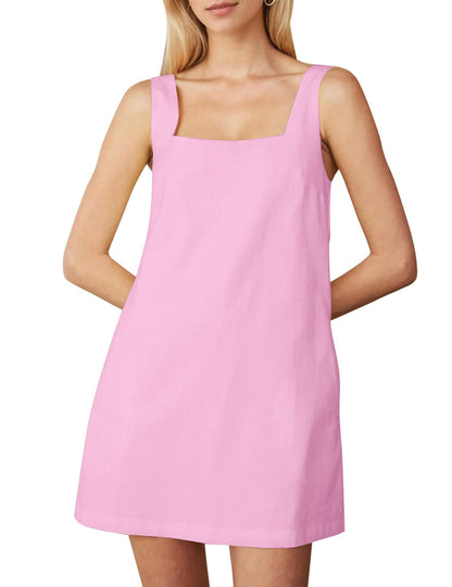 Women's A-Line Square Neck Mini Dress Ivyshape