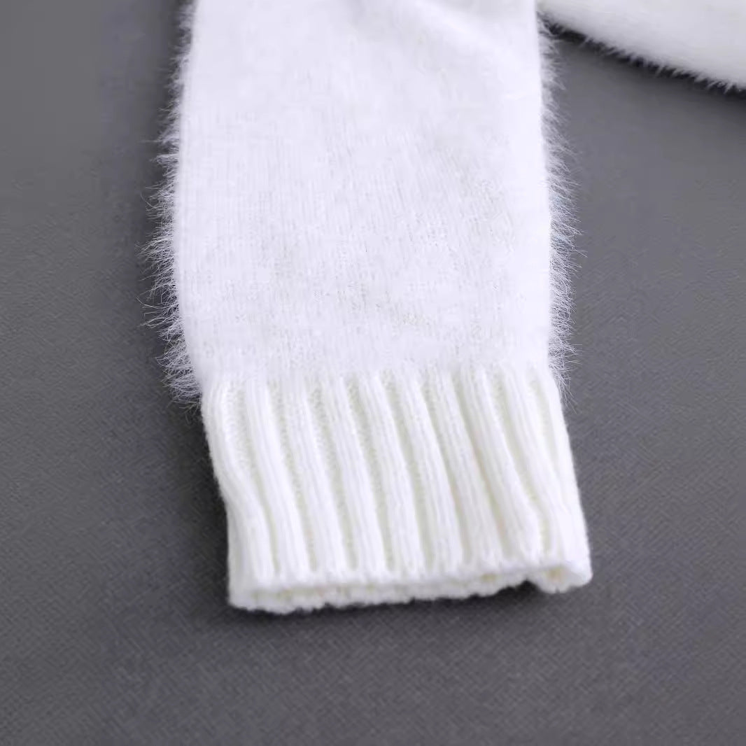 Women's Fuzzy Cardigan with Pearl Decoration Ivyshape