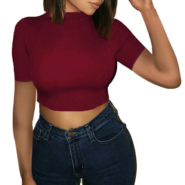 Women's crop T-shirt with contemporary cut and round neckline Ivyshape