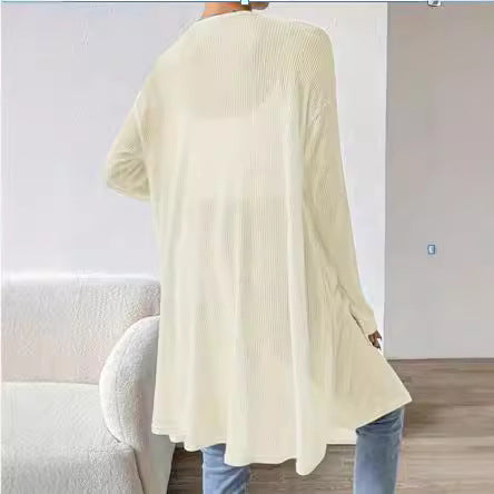 Women's cardigan with elegant ribbed pattern and loose fit Ivyshape