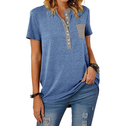 Women's Casual Polo Shirt with Button Placket and Pockets Ivyshape