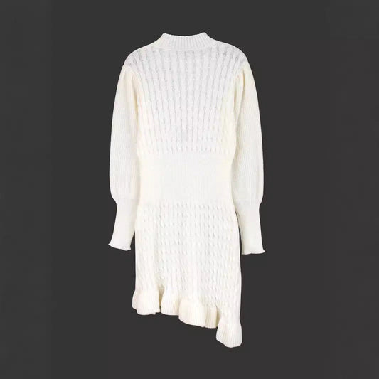 Women’s knitted dress with voluminous sleeves and ribbed texture Ivyshape