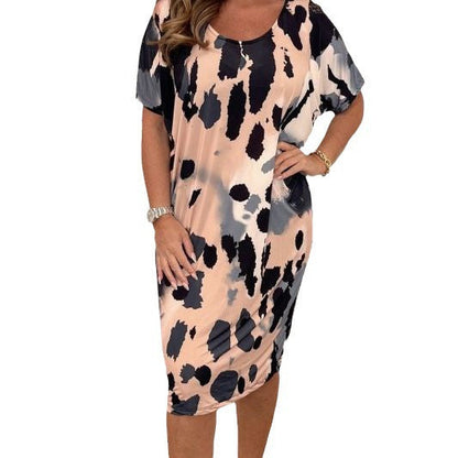 Ladies Elegant and Airy Midi Dress with Unique Animal Print Ivyshape