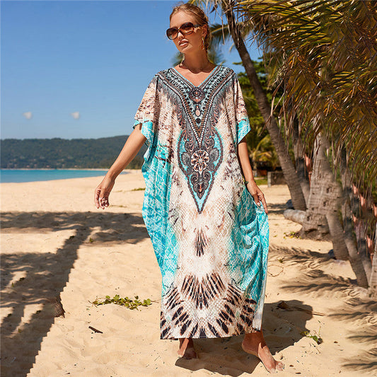 Women’s Beach Kaftan with Artistic Pattern Mix Ivyshape