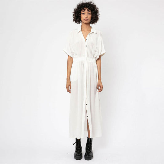 Women's elegant maxi dress with button-down front design and side slit Ivyshape