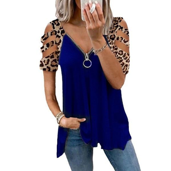 Women Trendy Zipper Detail Cutout Top Ivyshape