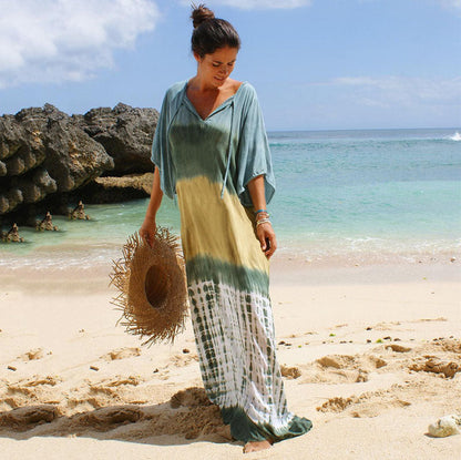 Women's Maxi Kaftan with elegant tie belt and luxurious gradient Ivyshape