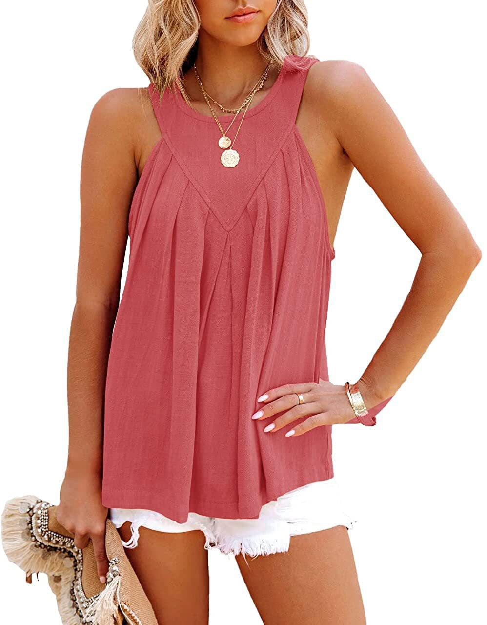 Women Pleated Halter Neck Blouse Ivyshape