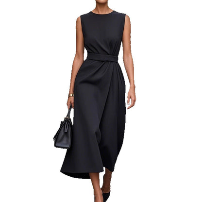 Women's midi dress with elegant V-neck and flowing skirt Ivyshape