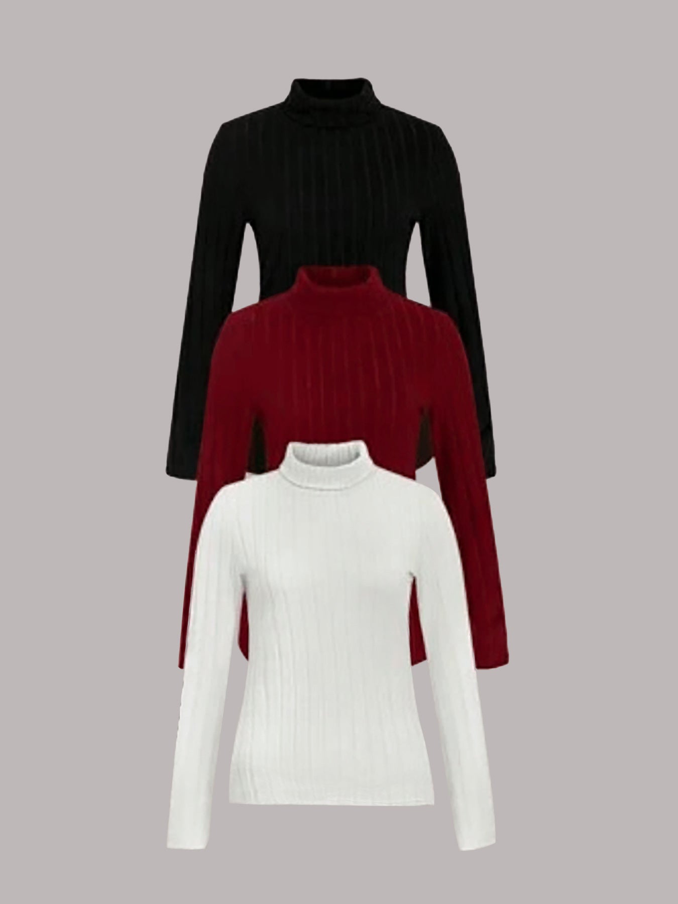 Ladies fine knit turtleneck sweater in ribbed design Ivyshape