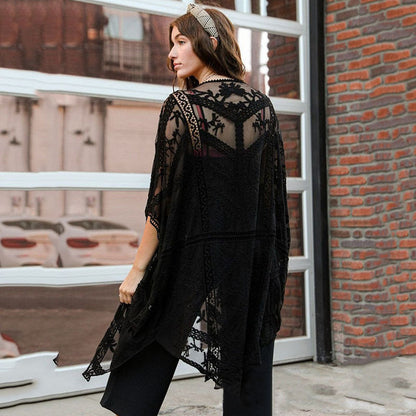 Women elegant crochet kimono jacket Ivyshape