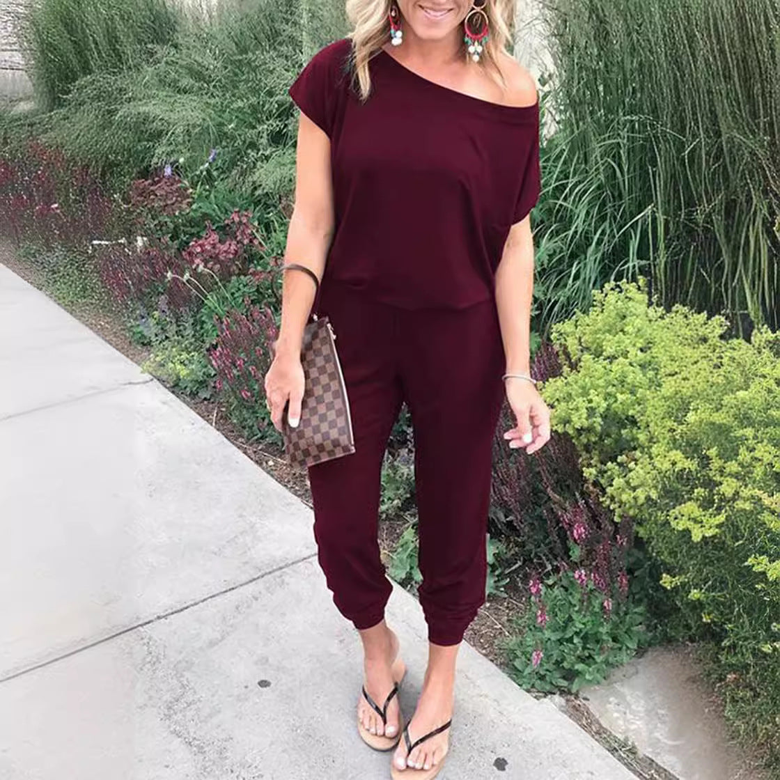 Women's casual jumpsuit with off-the-shoulder design Ivyshape