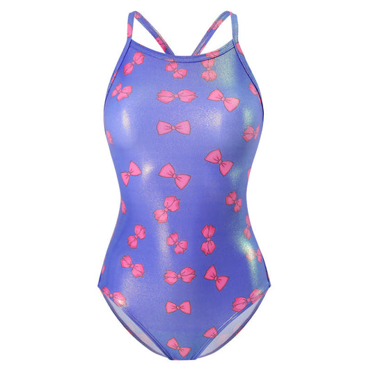 Ladies sporty one-piece swimsuit with playful bow motif Ivyshape