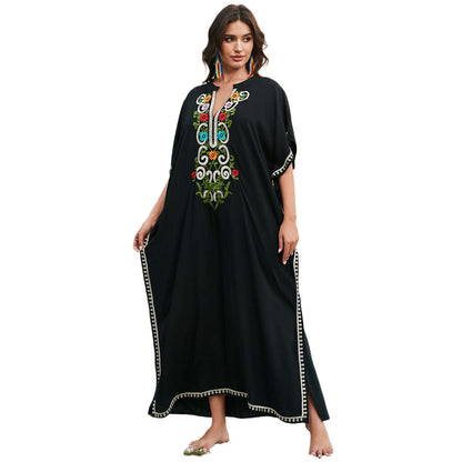 Ladies beach kaftan with elaborate embroidery and elegant accents Ivyshape