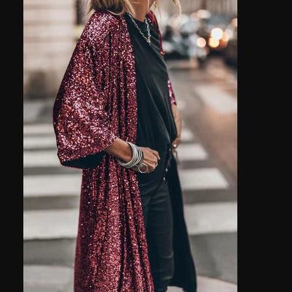 Ladies glittering kimono-style overlay with wide sleeves Ivyshape