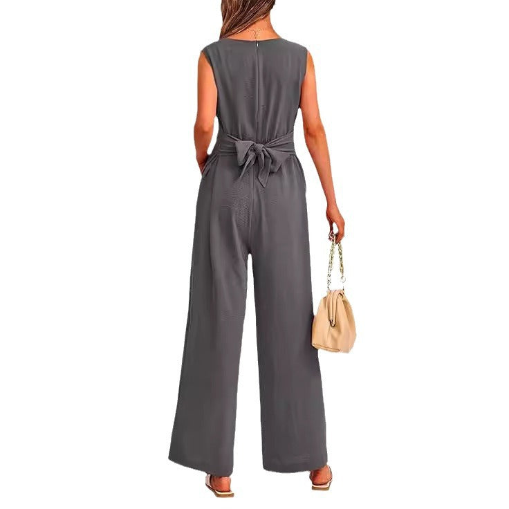 Ladies Elegant Jumpsuit with V-Neck and Tailored Design Ivyshape