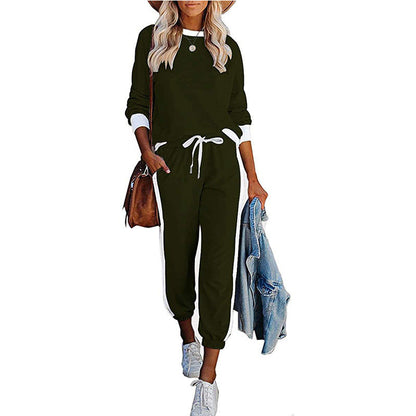 Women's leisure tracksuit with contrasting side stripes and elastic waistband Ivyshape