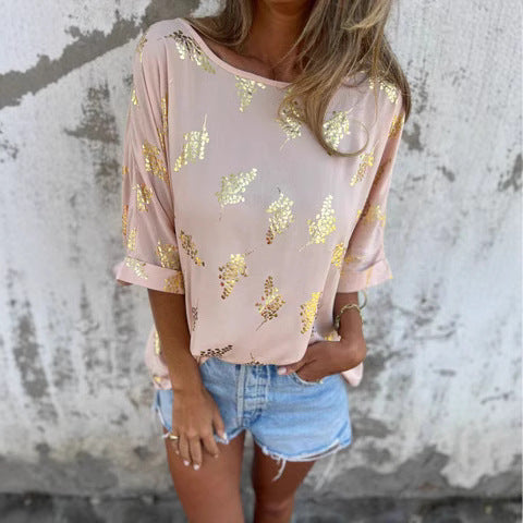 Ladies Light Blouse with Sequin Accents Ivyshape