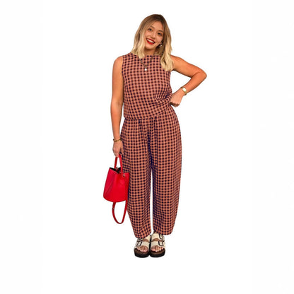 Women's jumpsuit with check pattern and relaxed fit Ivyshape