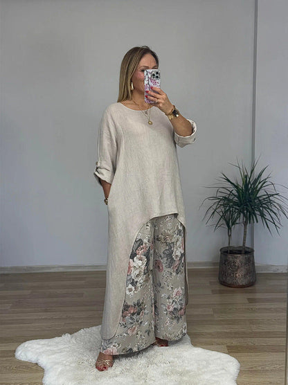 Women Relaxed Fit Linen Tunic Top Ivyshape