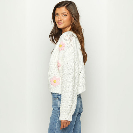 Women's cardigan with colorful floral pattern and casual cut Ivyshape