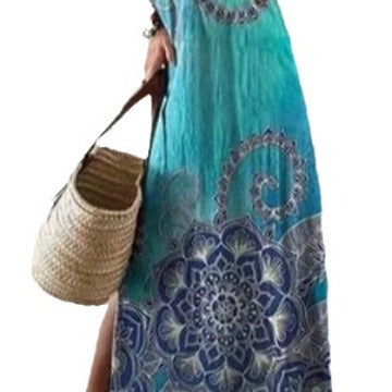 Women Artistic Boho Print Maxi Dress Ivyshape