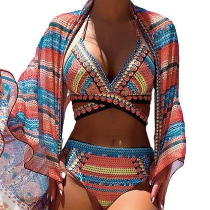 Women's bikini set with transparent kaftan Ivyshape