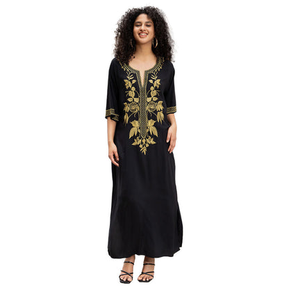 Women's Kaftan with intricate gold embroidery Ivyshape