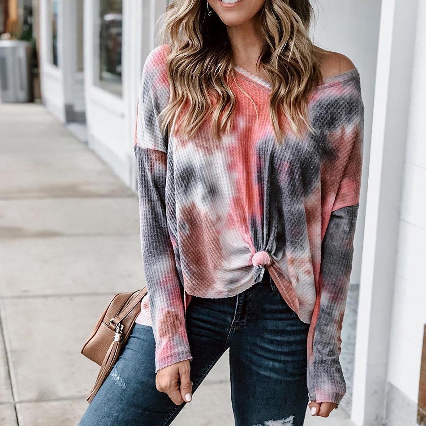 Ladies Comfortable and Casual Knit Blouse with Asymmetrical Hem Ivyshape