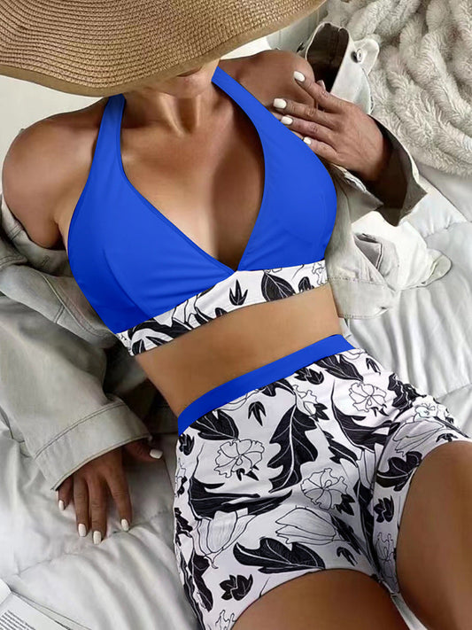 Women's bikini top with high-cut shorts and floral design Ivyshape