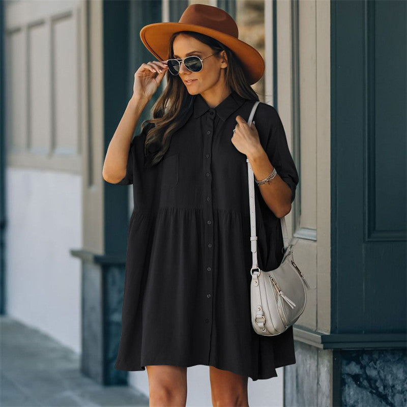 Women's casual shirt dress with cut-on sleeves and comfort fit Ivyshape